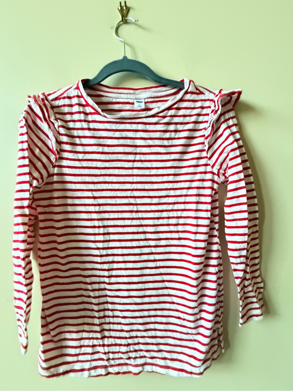 Old Navy Red & White Striped Long Sleeve Top for Girls